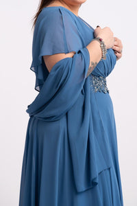 Abito georgette carta da zucchero+stola - Italia Couture - Taxi Bleu Moda Donna - 2000000076850