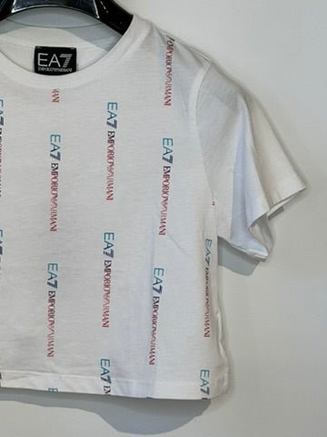 T-shirt corta con pattern loghi - Emporio Armani 7 bambina - Taxi Bleu Moda Donna -