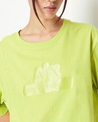 T-shirt crop top logo plastificato - Armani Exchange - Taxi Bleu Moda Donna - 2000000026633