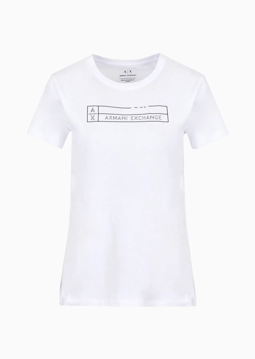 T-shirt logo rettangolo - Armani Exchange - Taxi Bleu Moda Donna - 2000000080932