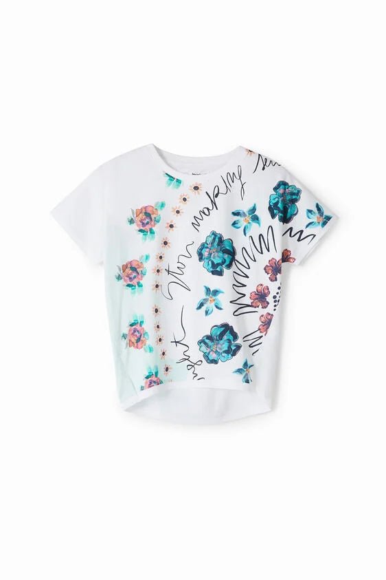 T-shirt stampa fiori -DESIGUAL bambina - Taxi Bleu Moda Donna -