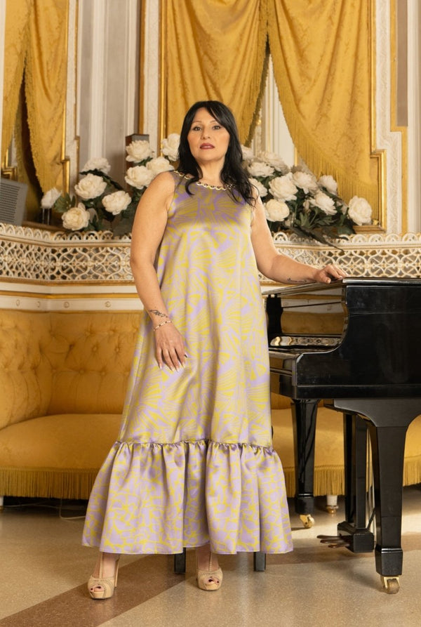 Abito a caviglia con balza sul fondo - Rosa Biondillo - Taxi Bleu Moda Donna - 2000000072081