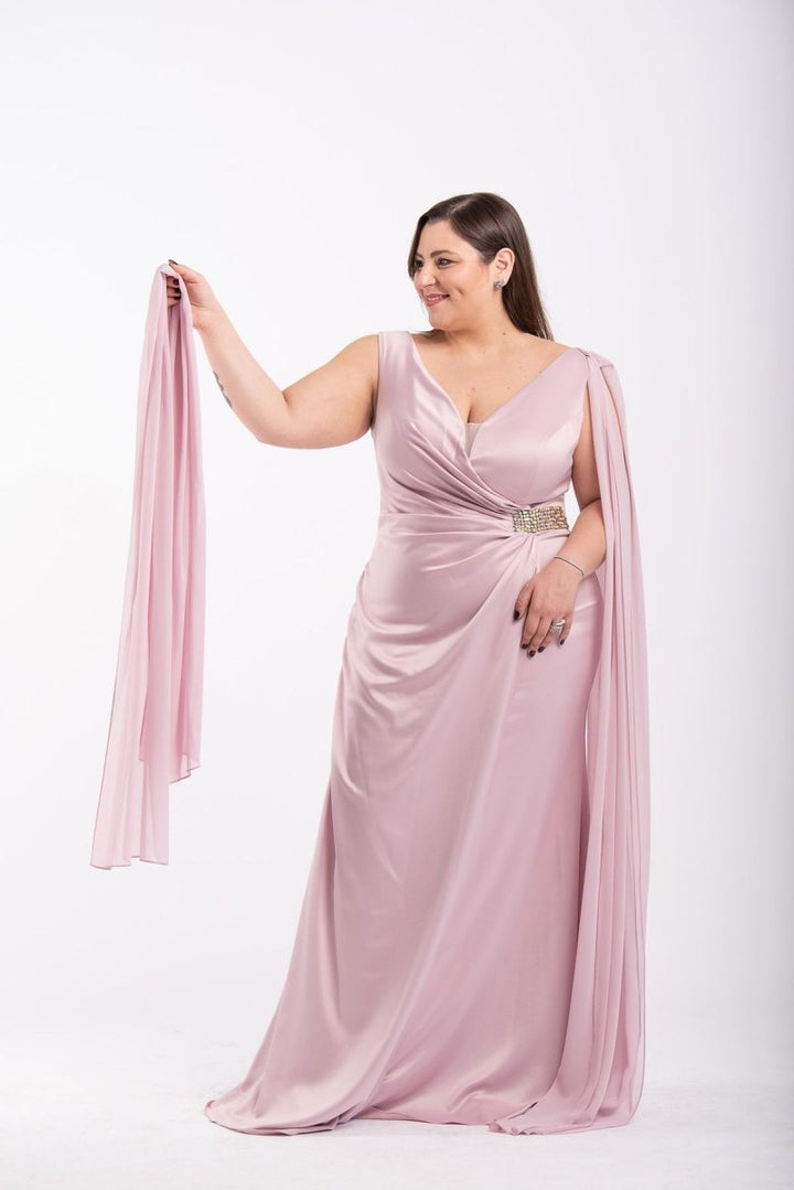 Abito con drappo in georgette+stola - Italia Couture - Taxi Bleu Moda Donna - 2000000077307