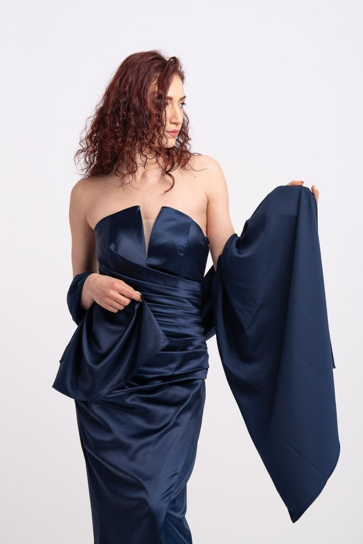 Abito in raso drappeggiato+stola - Solo Gioie - Taxi Bleu Moda Donna - 2000000086583