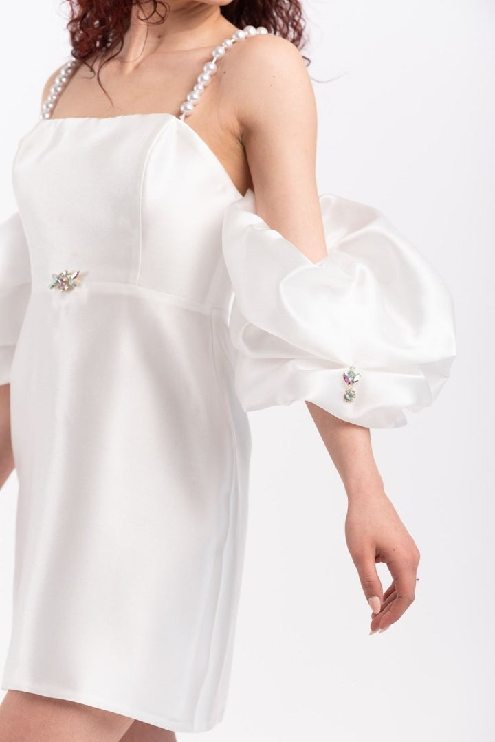 Abito in raso e organza con perline+stola - Italia Couture - Taxi Bleu Moda Donna - 2000000076935