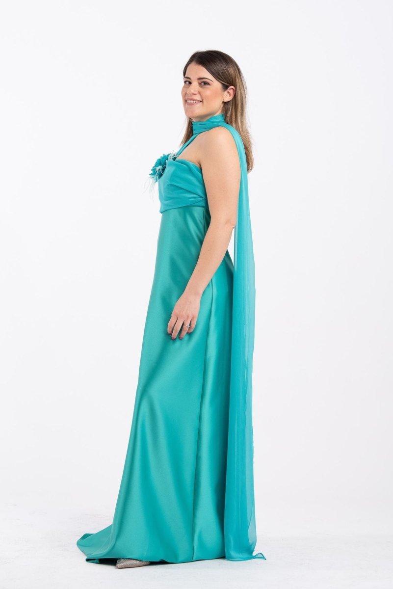 Abito lungo con spilla fiore - Italia Couture - Taxi Bleu Moda Donna - 2000000077130