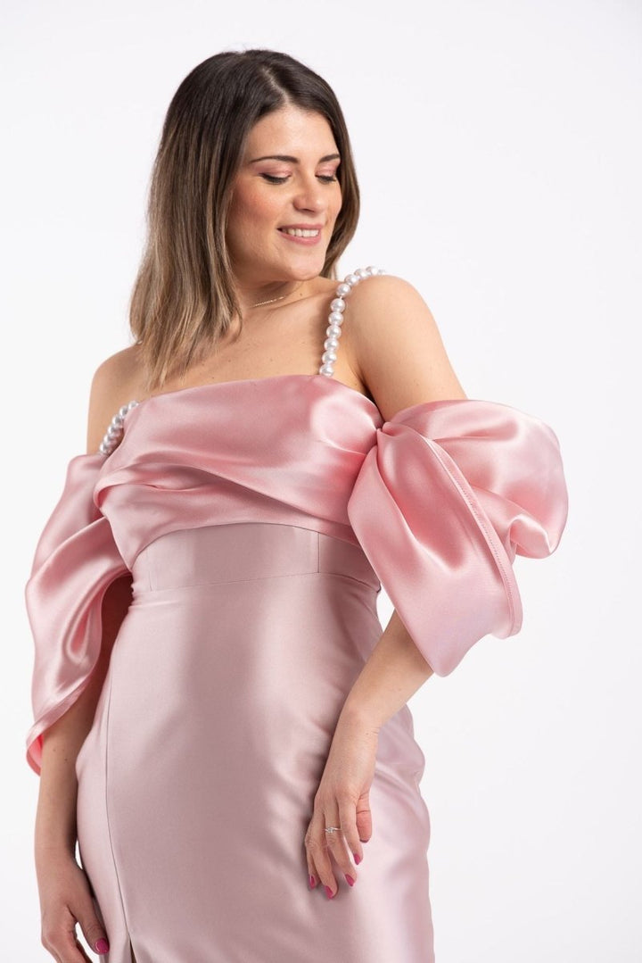 Abito raso e organza+stola - Italia Couture - Taxi Bleu Moda Donna - 2000000076966