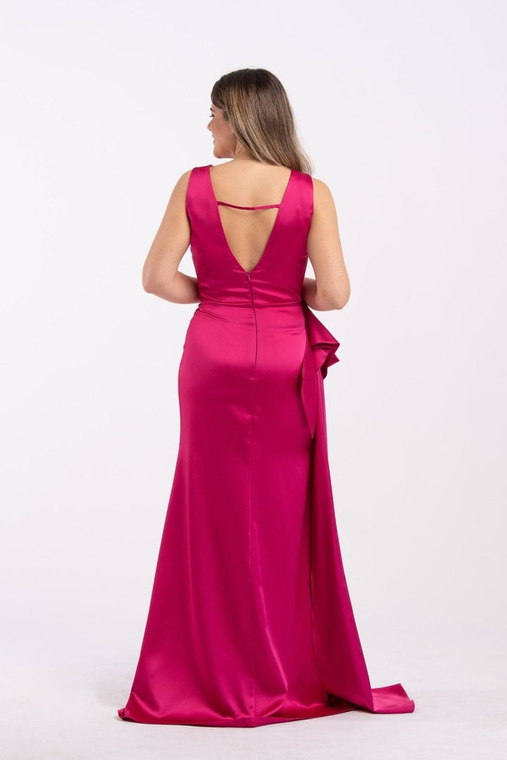 Abito sirena in raso scollo a V+stola - Solo Gioie - Taxi Bleu Moda Donna - 2000000077857