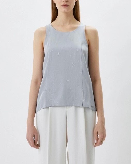 Canotta grigia con loghi - Armani Exchange 3lyh39 2000000085432 - Taxi Bleu Moda Donna - 2000000085425