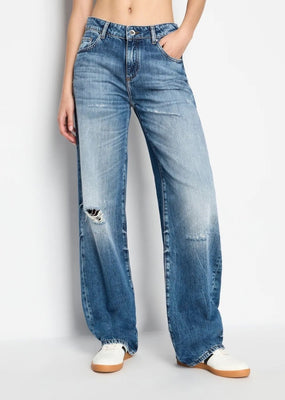 Jeans Low Rise Relaxed - Armani Exchange - Taxi Bleu Moda Donna - 2000000080796