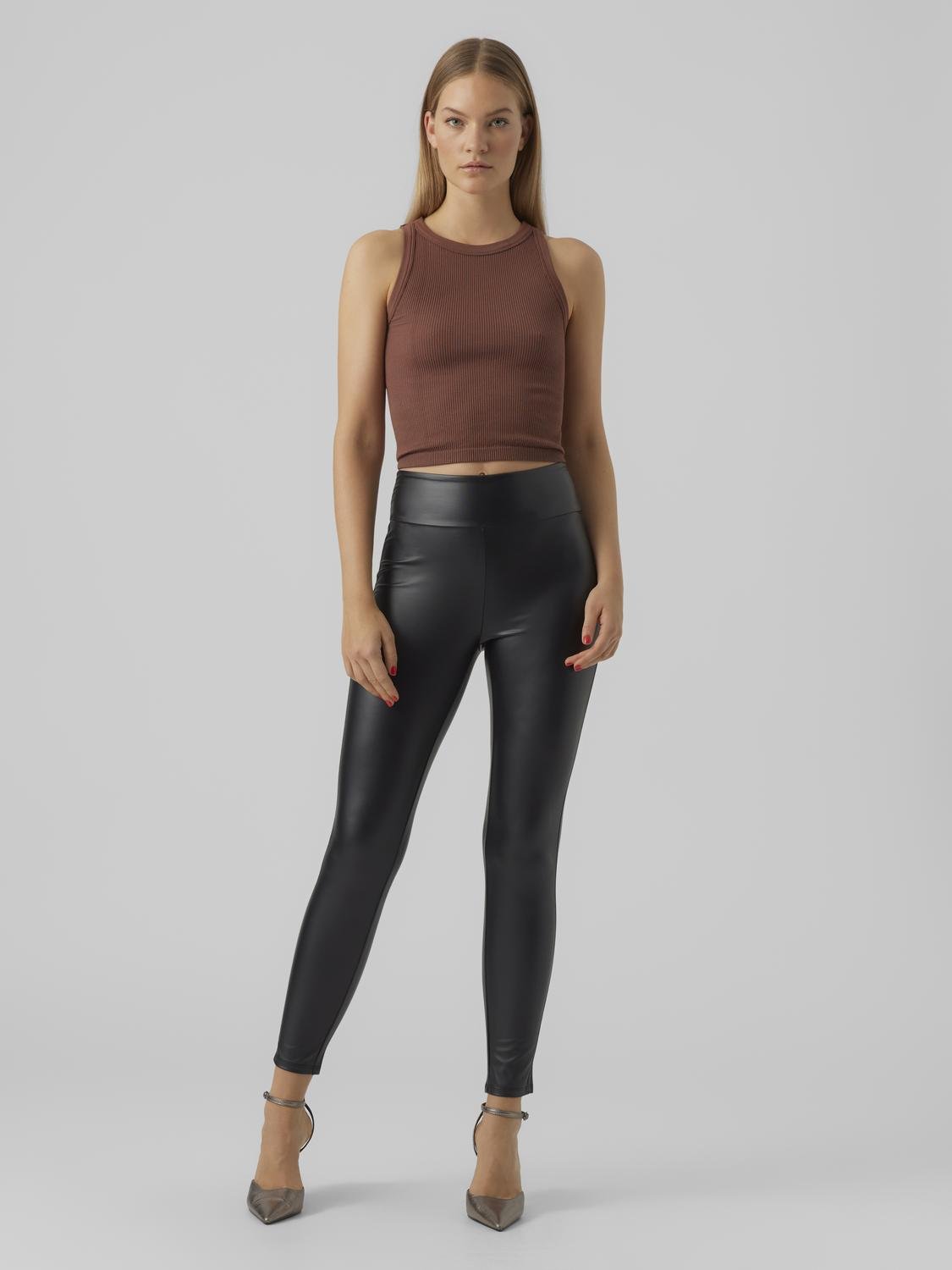 Leggings pelle Suella con fascia in vita - Vero Moda