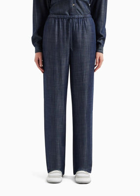 Pantalone con elastico in vita chambray - Armani Exchange - Taxi Bleu Moda Donna - 2000000080895
