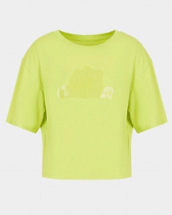 T-shirt crop top logo plastificato - Armani Exchange - Taxi Bleu Moda Donna - 2000000026633
