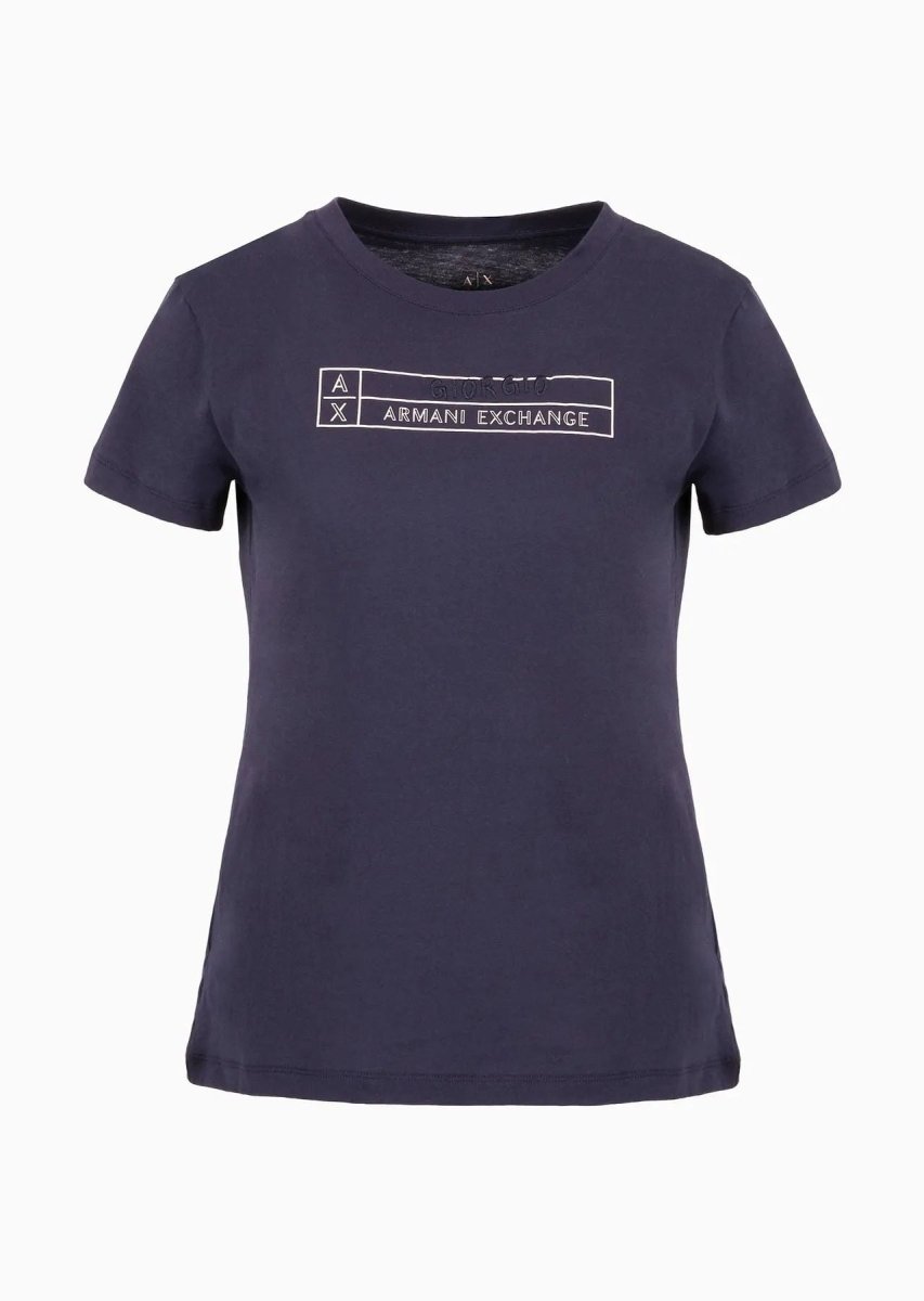 T-shirt logo rettangolo - Armani Exchange - Taxi Bleu Moda Donna - 2000000080987