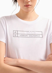 T-shirt logo rettangolo - Armani Exchange - Taxi Bleu Moda Donna - 2000000080932