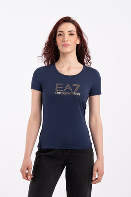 T-shirt logo strass - Emporio Armani 7 - Taxi Bleu Moda Donna - 2000000080529