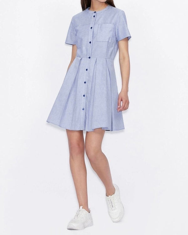 Vestitino scamiciato con gonna a pieghe - Armani Exchange - Taxi Bleu Moda Donna - 2000000085753
