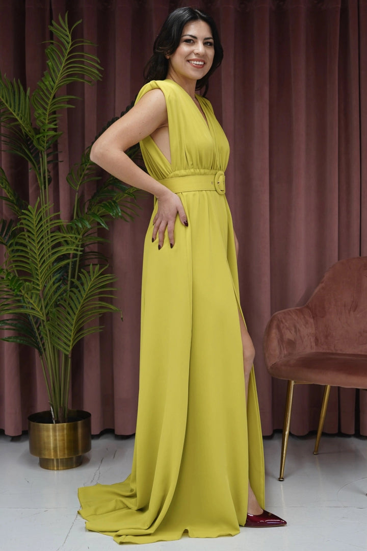 Abito verde lime con cinturone - Rosa Biondillo - Taxi Bleu Moda Donna - 2000000072364